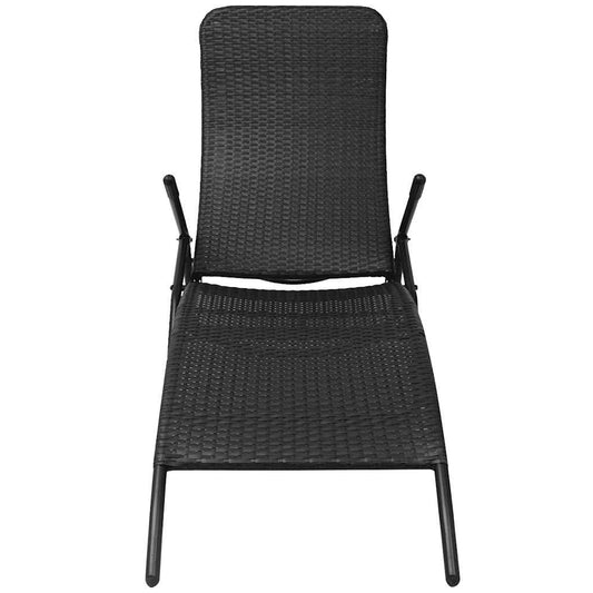 42946 vidaXL Folding Sun Lounger Poly Rattan Black