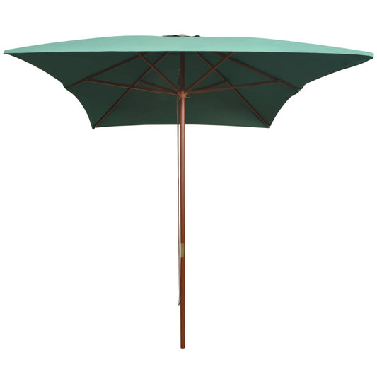 Garden Parasol 200x300 cm Wooden Pole Green