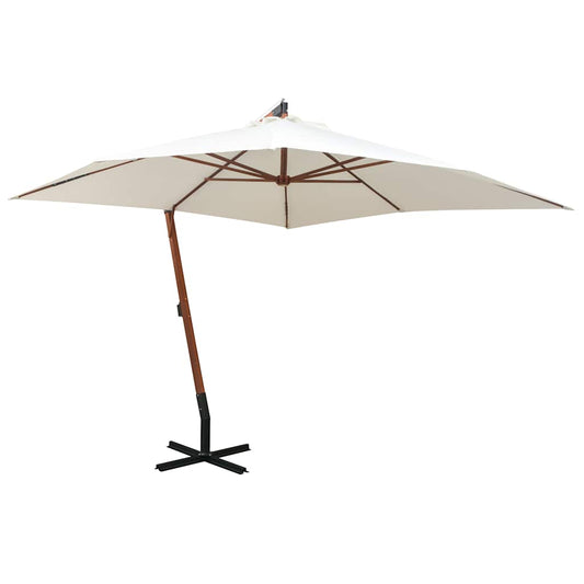 Hanging Garden Parasol 300x300 cm Wooden Pole White