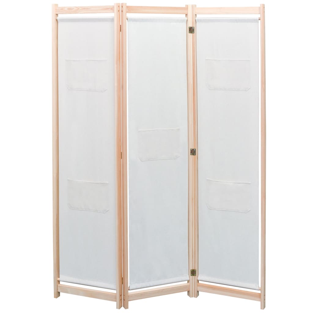 3-Panel Room Divider Cream 120x170x4 cm Fabric