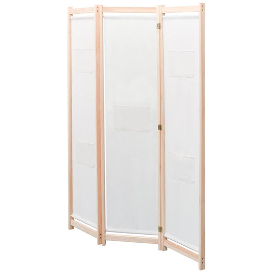 3-Panel Room Divider Cream 120x170x4 cm Fabric