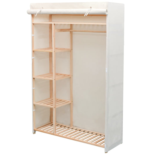 Wardrobe | Cream | Pinewood and fabric | Large | Wardrobe | Rectangular