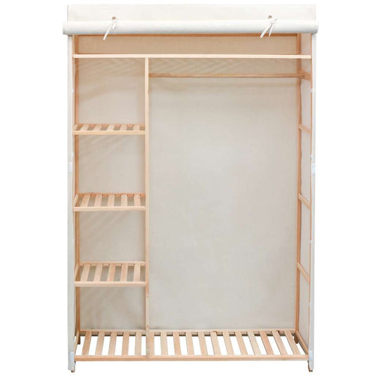 Wardrobe | Cream | Pinewood and fabric | Large | Wardrobe | Rectangular