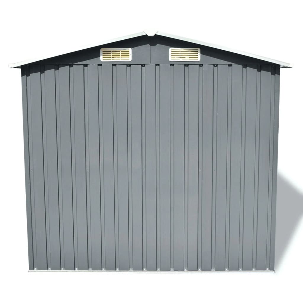 Garden Storage Shed Grey Metal 204x132x186 cm