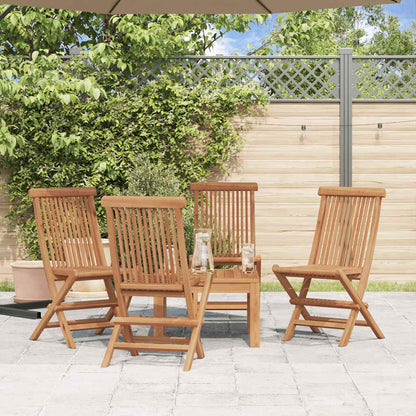 Folding Chair | Set of 4 | Natural Teak | Solid Teak Wood | Standard