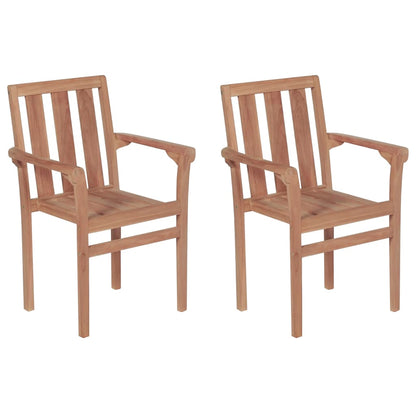 Stackable Chair | Set of 2 | Warm Teak | Teak wood | Standard | Stackable