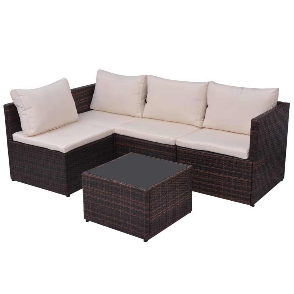 Patio Sofa Set 13 Pieces Poly Rattan Brown