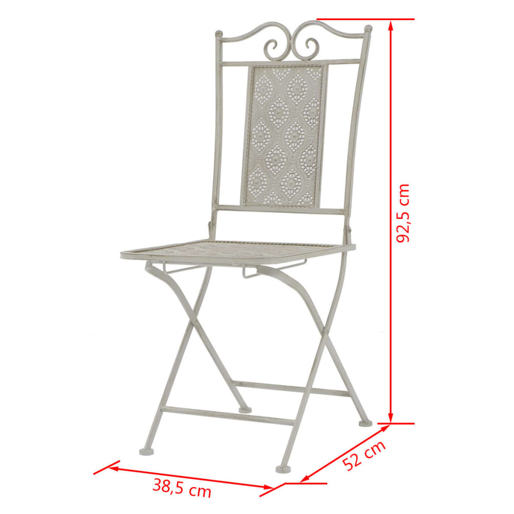 3 Piece Bistro Set Steel Grey