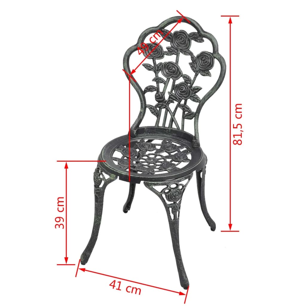 Garden Chair |  Set of 2 | Green | Cast aluminium, cast iron | Standard