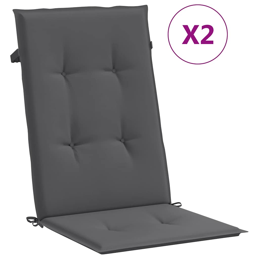 Garden Highback Chair Cushions 2 pcs Anthracite 47.2"x19.7"x0.8" Fabric