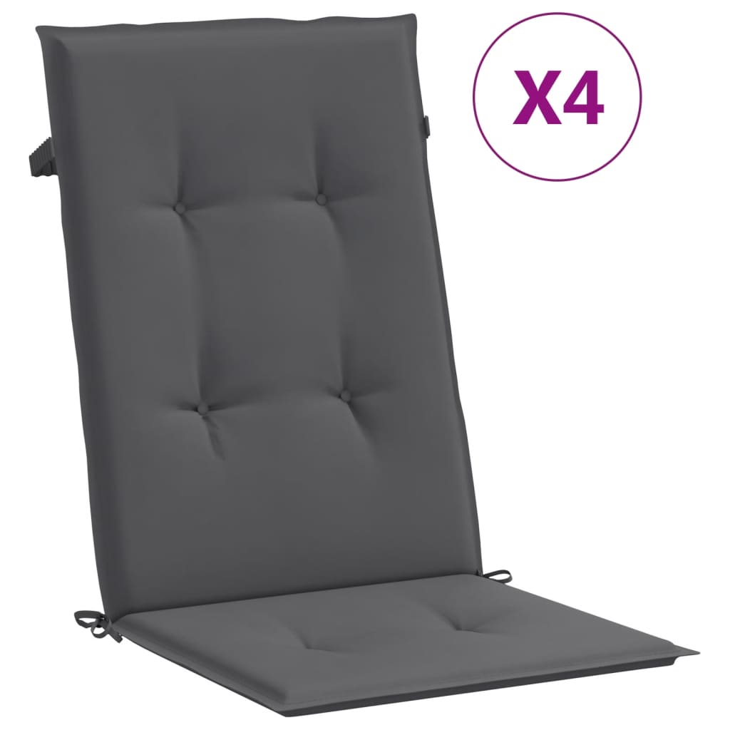 Garden Highback Chair Cushions 4 pcs Anthracite 47.2"x19.7"x1.2" Fabric