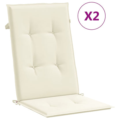 Garden Highback Chair Cushions 2 pcs Cream 47.2"x19.7"x1.2" Fabric