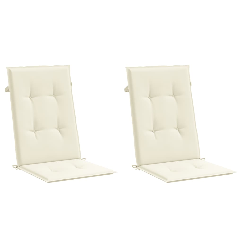 Garden Highback Chair Cushions 2 pcs Cream 47.2"x19.7"x1.2" Fabric
