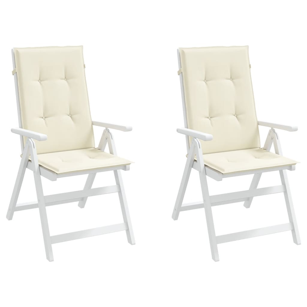 Garden Highback Chair Cushions 2 pcs Cream 47.2"x19.7"x1.2" Fabric