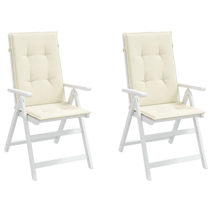 Garden Highback Chair Cushions 2 pcs Cream 47.2"x19.7"x1.2" Fabric
