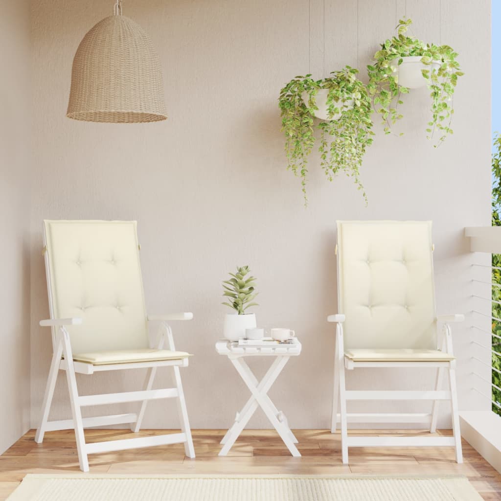 Garden Highback Chair Cushions 2 pcs Cream 47.2"x19.7"x1.2" Fabric