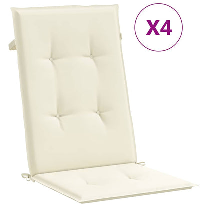 Garden Highback Chair Cushions 4 pcs Cream 47.2"x19.7"x0.8" Fabric