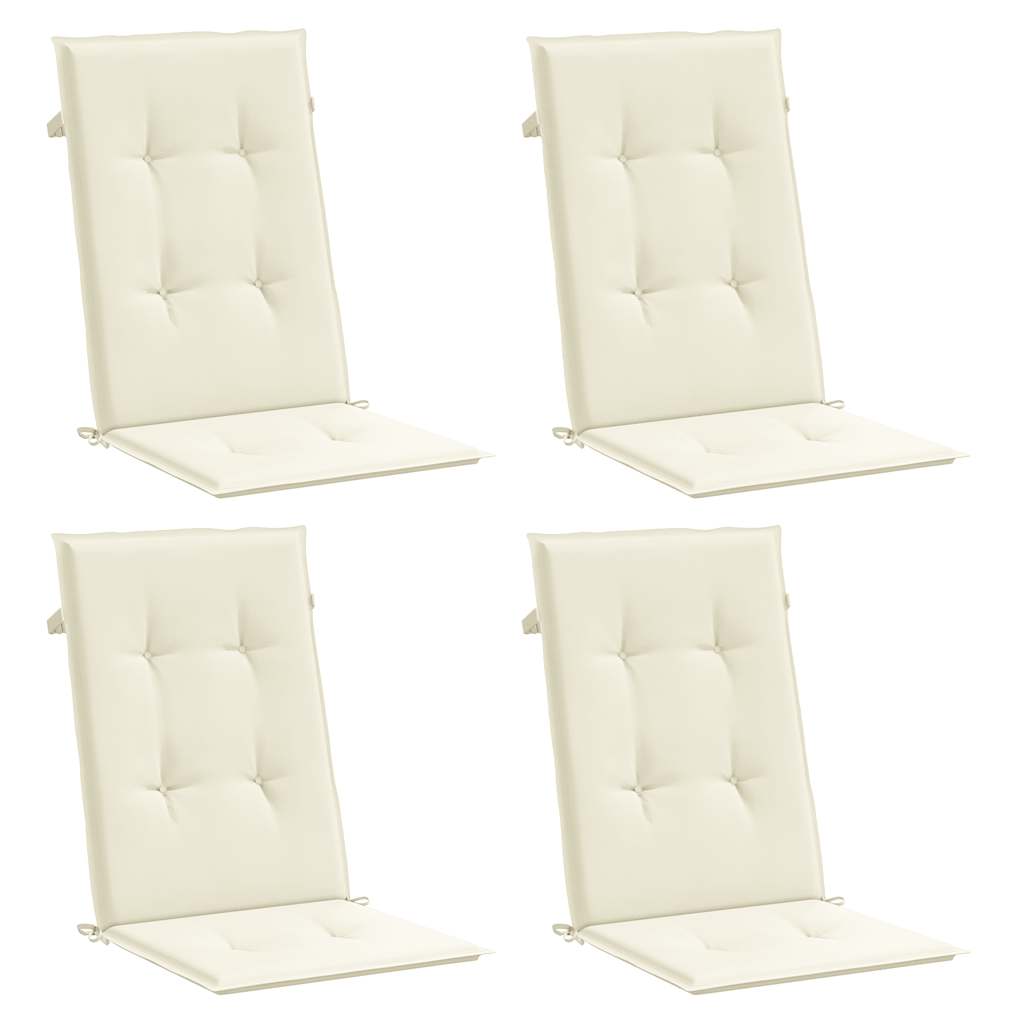 Garden Highback Chair Cushions 4 pcs Cream 47.2"x19.7"x0.8" Fabric