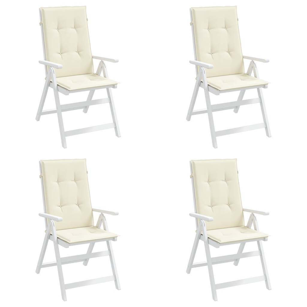 Garden Highback Chair Cushions 4 pcs Cream 47.2"x19.7"x0.8" Fabric