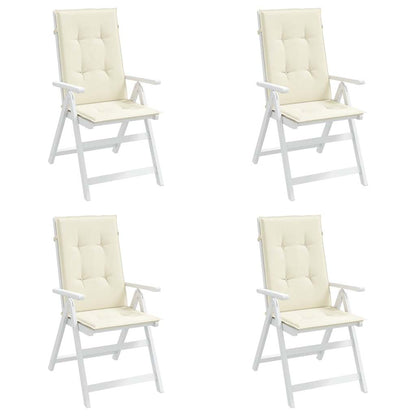 Garden Highback Chair Cushions 4 pcs Cream 47.2"x19.7"x0.8" Fabric