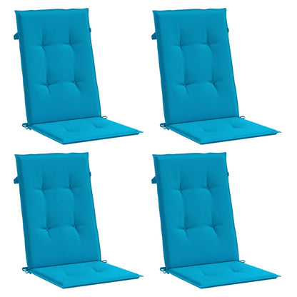 Garden Highback Chair Cushions 4 pcs Blue 47.2"x19.7"x1.2" Fabric