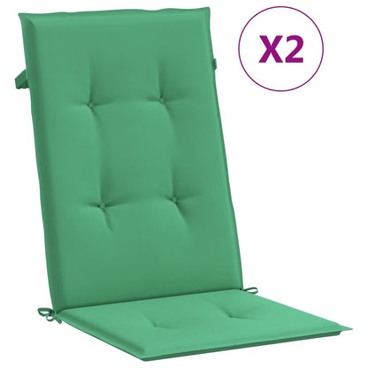 Garden Highback Chair Cushions 2 pcs Green 47.2"x19.7"x1.2" Fabric