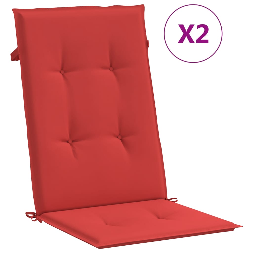 Garden Highback Chair Cushions 2 pcs Red 47.2"x19.7"x1.2" Fabric