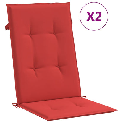 Garden Highback Chair Cushions 2 pcs Red 47.2"x19.7"x1.2" Fabric