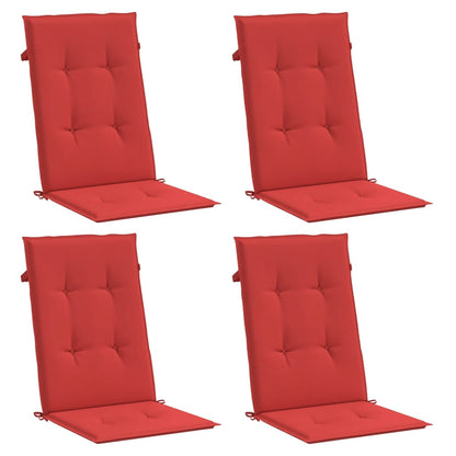 Garden Highback Chair Cushions 4 pcs Red 47.2"x19.7"x1.2" Fabric