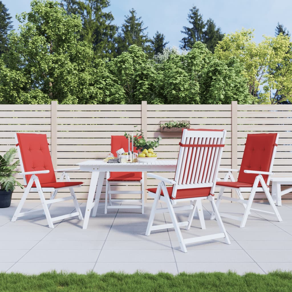Garden Highback Chair Cushions 4 pcs Red 47.2"x19.7"x1.2" Fabric
