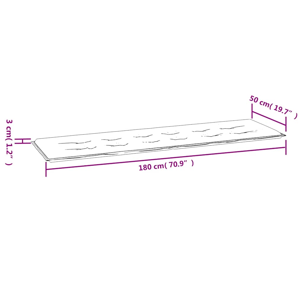 Garden Bench Cushion Anthracite 70.9"x19.7"x1.2" Oxford Fabric