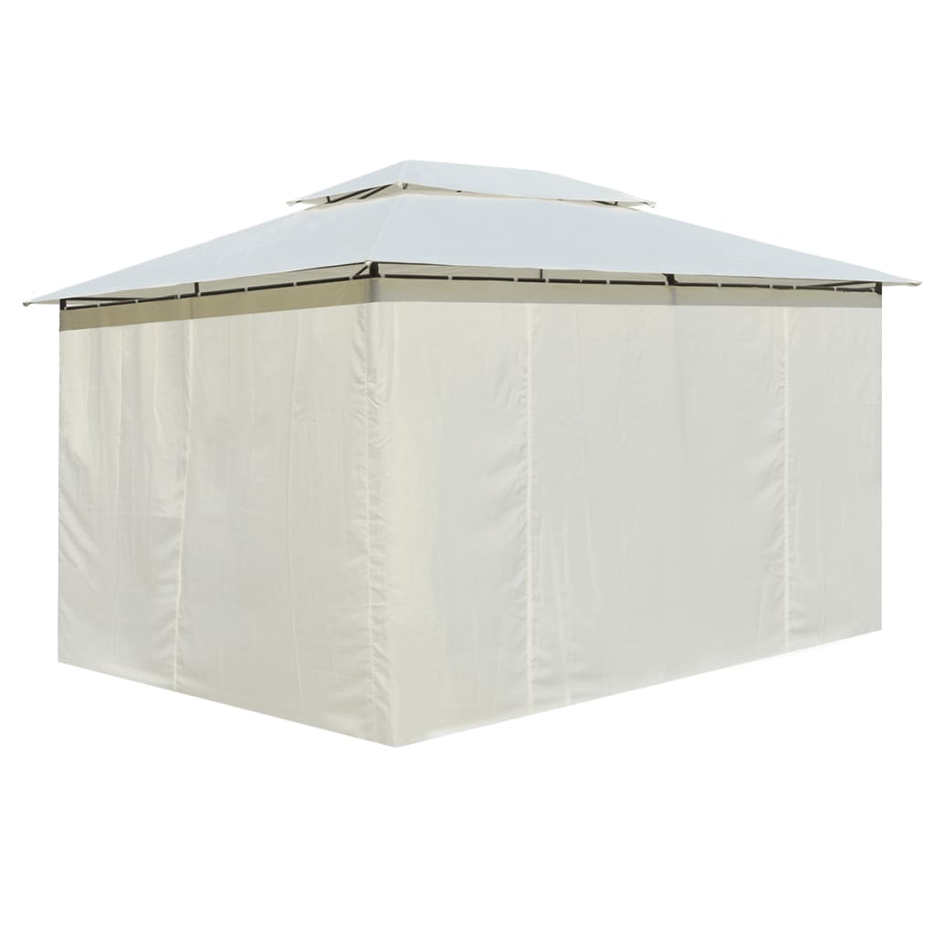 Garden Marquee with Curtains 4x3 m White