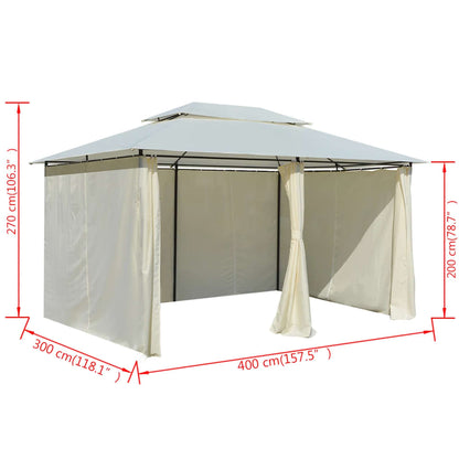 Garden Marquee with Curtains 4x3 m White