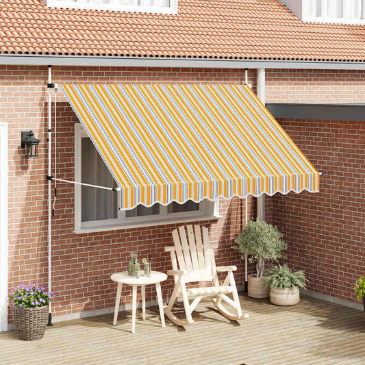 43228 vidaXL Manual Retractable Awning 300 cm Yellow and Blue Stripes