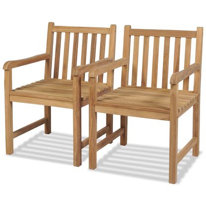 Outdoor Chair | Set of 2 | Brown | Solid Teak Wood | Standard | Durable