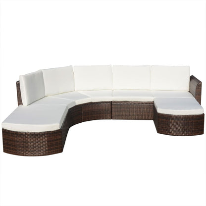 4 Piece Patio Lounge Set with Cushions Poly Rattan Brown