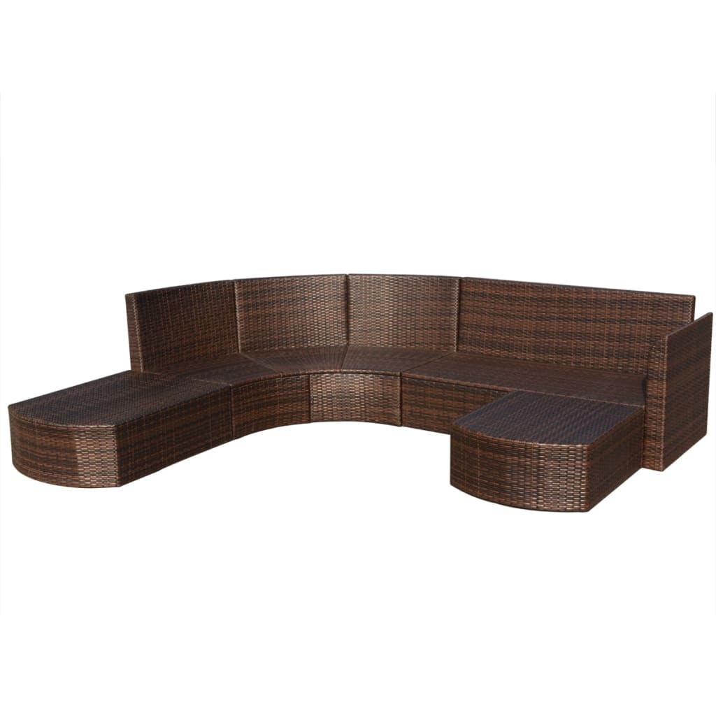 4 Piece Patio Lounge Set with Cushions Poly Rattan Brown
