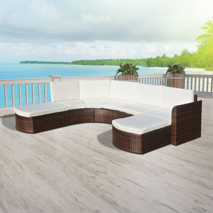 4 Piece Patio Lounge Set with Cushions Poly Rattan Brown