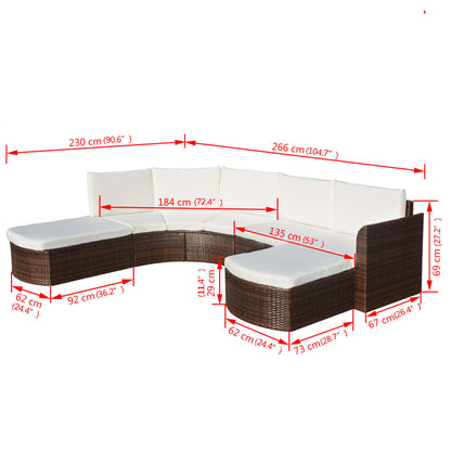 4 Piece Patio Lounge Set with Cushions Poly Rattan Brown