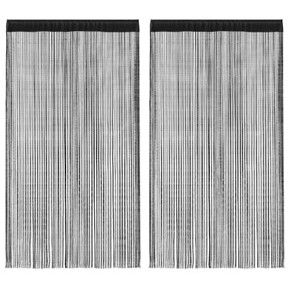 String Curtains 2 pcs 100x250 cm Black