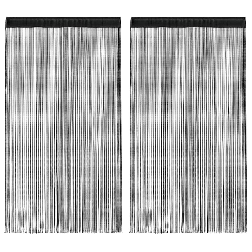 String Curtains 2 pcs 140x250 cm Black