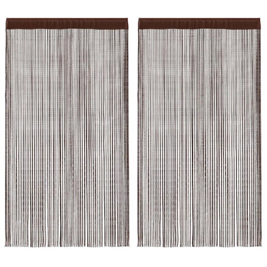 String Curtains 2 pcs 100x250 cm Brown