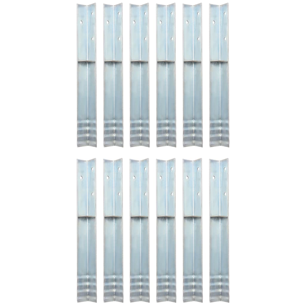 L-shaped Ground Anchors 12 pcs Galvanized Steel 2"x2"x19.7"