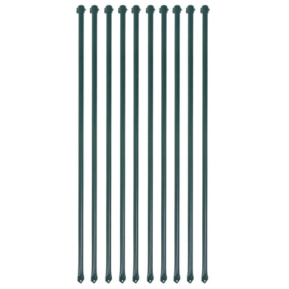 Garden Posts 10 pcs 39.4" Metal Green