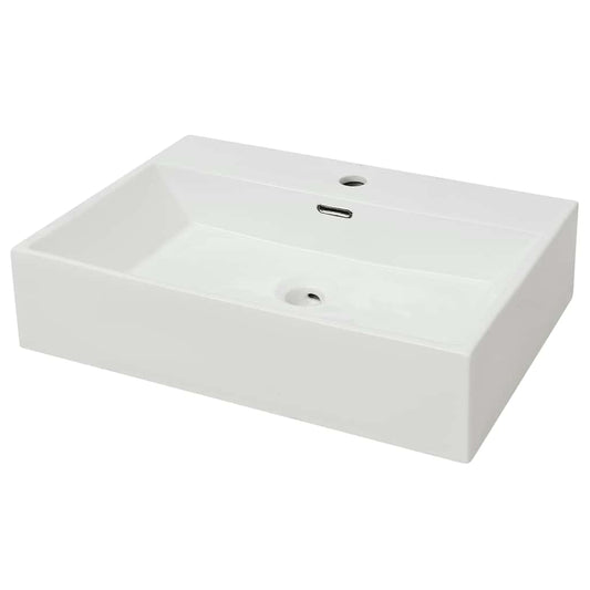 142347 vidaXL Basin with Faucet Hole Ceramic White 60,5x42,5x14,5 cm