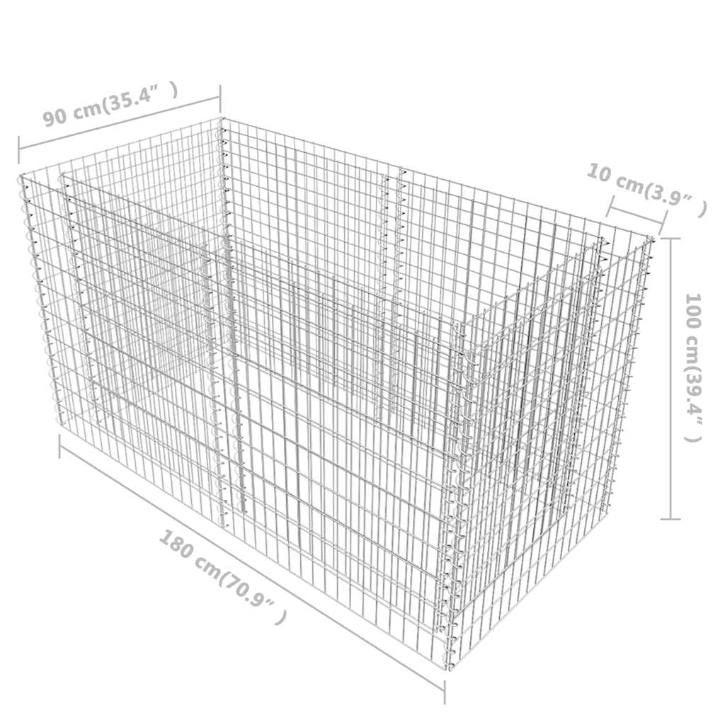 Garden Raised Bed Silver Galvanized Steel 70.9 x 35.4 x 39.4 in