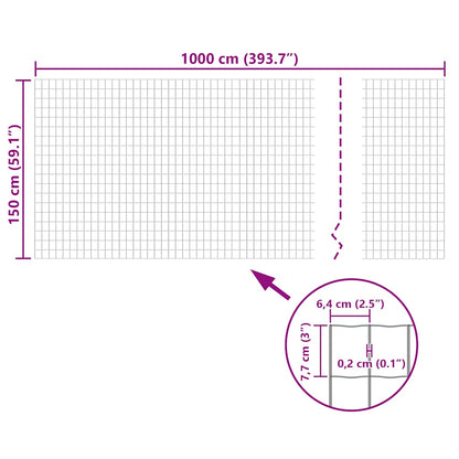 Euro Fence Steel 10x1.5 m Grey