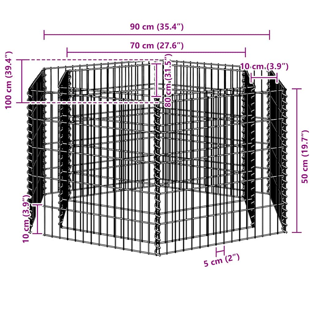 Gabion Raised Bed Silver Galvanized steel Heavy Weight Endurance