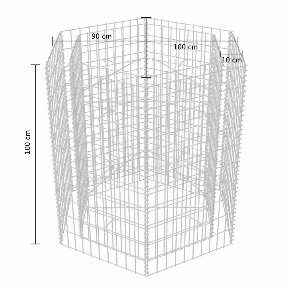 Gabion Raised Bed Silver Galvanized Steel 39.4 x 35.4 x 39.4 in