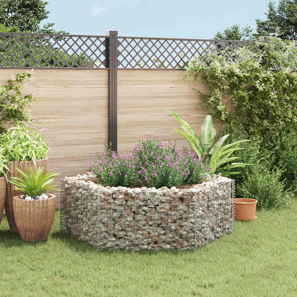 Gabion Raised Bed Silver Galvanized Steel 63x55.1x19.7 in